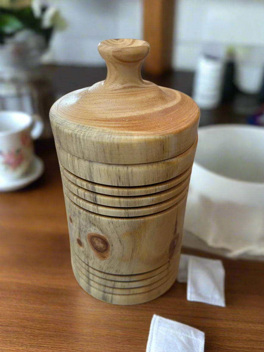 round wood container