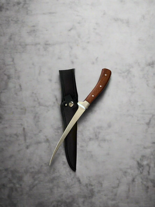 WOOD HANDLED FILLET KNIFE WITH SHEATH - Marten Custom woodcraft LLC