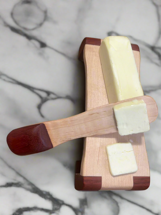 Customizable Handmade butter dish/server and matching butter knife spreader. Marten Custom Woodcraft LLC